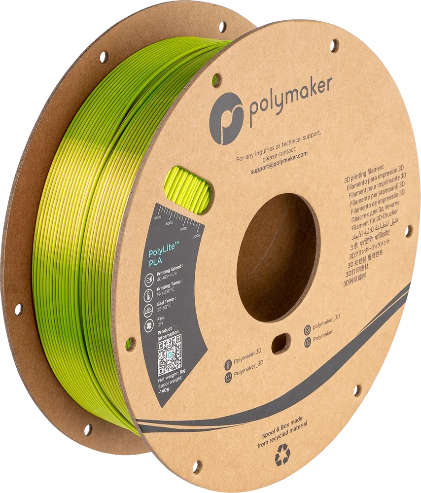 PolyLite™ Dual Silk PLA – Aubergine (Lime-Magenta) #C4CF4C+