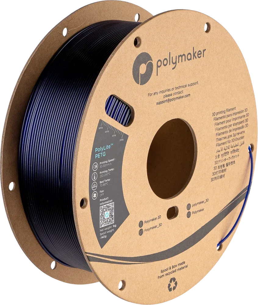 PolyLite™ Translucent PETG – Translucent Blue